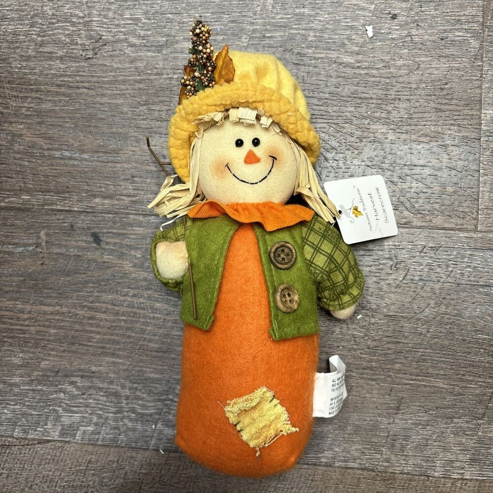 Atico Vintage Autumn Traditions Harvest Scarecrow 12 in Weighted Standing New